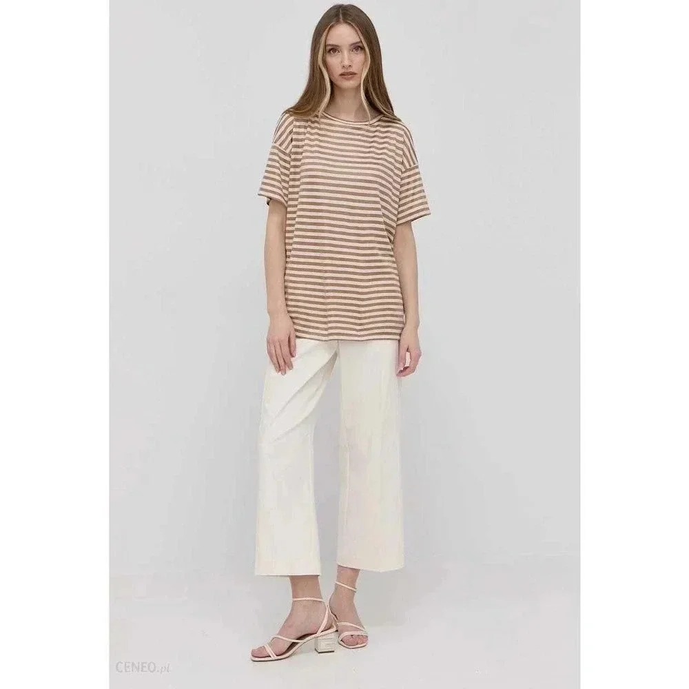 NWT Max Mara Leisure Zebio Striped Tee Shirt - Metallic Classic Linen Top - Picture 1 of 9